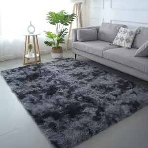 Soft Tie-Dye Darkgrey Area Rugs 5x7 Feet, Shag Grey Black Rugs for Living Room, High Pile Bedroom Rug 5 by 7, Kids Room (Dark Grey)
