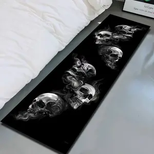 Creative Skull Pattern Carpet, 1 Count Non-slip Soft Floor Mat, Decorative Rugs for Home Living Room Bedroom Study Room, Household Decorative Rug, Halloween