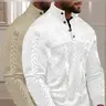 This 2-piece men's jacquard fashion, casual and sporty button stand-up collar casual chic knitwear sweatshirt features a solid jacquard design. It is simple and suitable for casual outings and daily wear Long Sleeve Tops