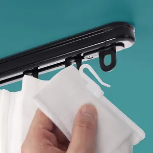 Retractable Ceiling Curtain Track, Measurement-Free Curtain Track 51''-94'',For Room Divider, Shower Curtain, Parallel bay window, RV Curtain Track (Black)