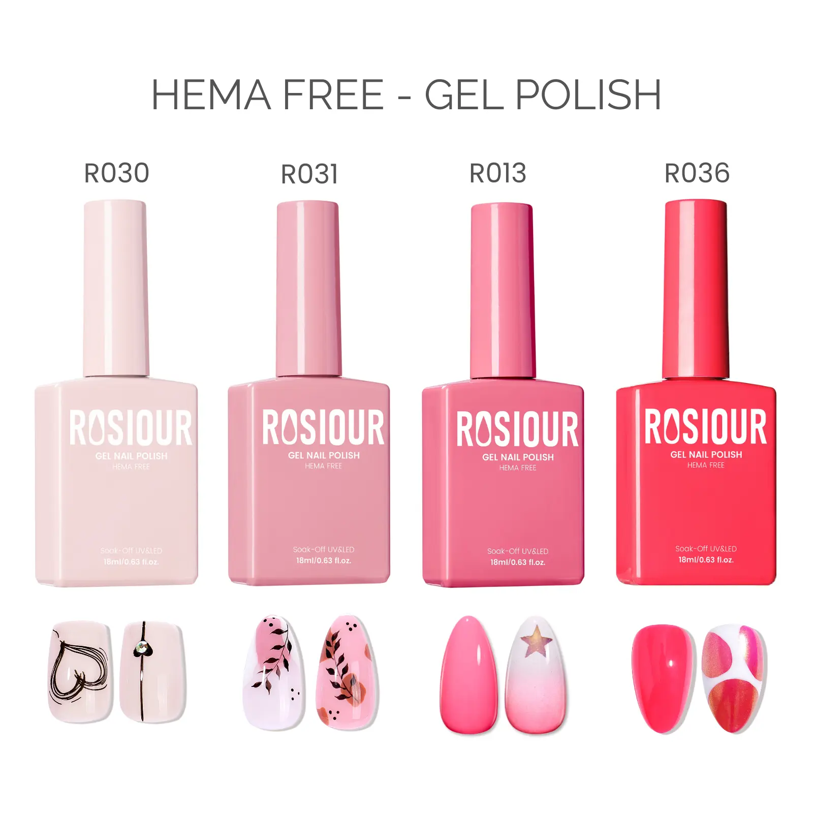 ROSIOUR Gel Polish | 18ml Each | HEMA-Free | Pink Collection