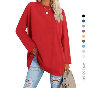 Danedvi Womens Oversized Long Sleeve Tops Casual T Shirts Loose Crew Neck Tunic Tee Shirts Blouse