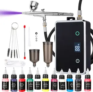 Upgraded Cordless  Kit with Compressor, Dual Action Trigger, 70" Air Hose & 4 Gears  Sensor, 20-32 PSI, Type-C Rechargeable, Ideal for  Art, Makeup, Cake Decorating & Crafts