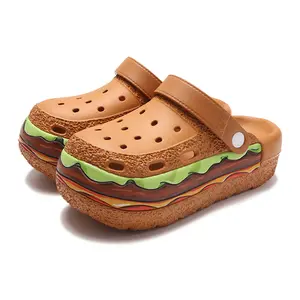 Creative Burger Platform Sandals for Women 2025 Fashion Comfortable Summer Casual Outdoor Shoes Brown