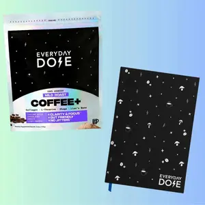 Everyday Dose Coffee+ Mild Roast Beverage with Lion's Mane Chaga L-Theanine & Collagen Protein 14 Servings Productivity Planner for Clarity Focus