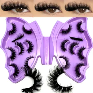 8 pairs fluffy Natural Mink Lashes Extension High Quality Soft Full Strip Lashes Thick 6D Dramatic Messy Long Eyelashes cat eye lash clusters fluffy lash clusters Makeup Cosmetic lash