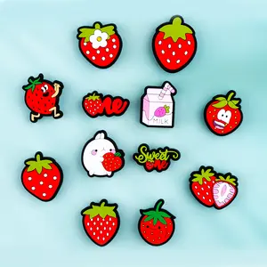 Strawberry Shoe Charms 12PCS Shoes Charms PVC Cute Clog Pins Accessories Party Favors Birthday Gifts Holidays Decoration for Boys Women Girl
