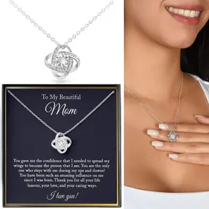 Love Knot Pendant Necklace, Sparkling Accent Twist Design, Timeless Symbol of Bond, Adjustable Chain for Everyday Wear and Gifting