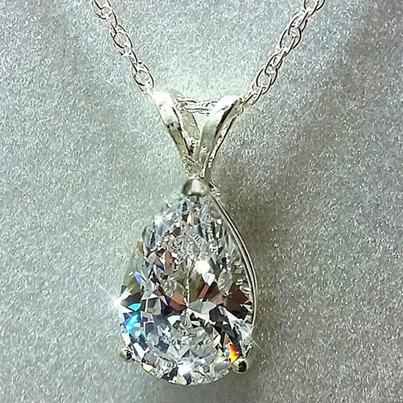 Elegant Rhinestone Decorated Water Drop Pendant Necklace for Women, Bling Necklace, Fashion Jewelry for Party, Daily Clothing Decor, Trendy All-match & Exquisite Jewelry, Modern Versatile Accessories without Box