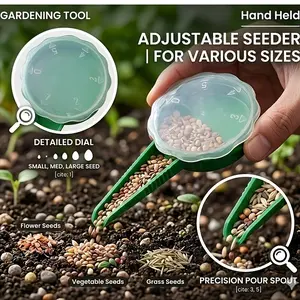 2-Piece Multi-Functional Plastic Gardening Tools, Adjustable Seed Sower for Various Seeds, Handheld with Knob, Ideal for Flowers and Vegetables