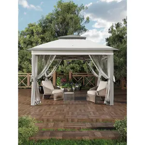 11x11 Pop-Up Gazebo, Instant Outdoor Canopy Tent with Netting, Durable Steel Frame, Water-Resistant for Patio, Garden, Courtyard, Party
