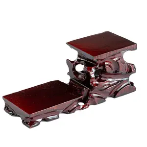 Oriental Rosewood 2-Plant Stand, Small Plant Stand for Indoor Tabletop Desktop, Mini Succulent Window Shelf, Herb Display Rack for Home and Office (L8.75" x W3.25" x H3.5")