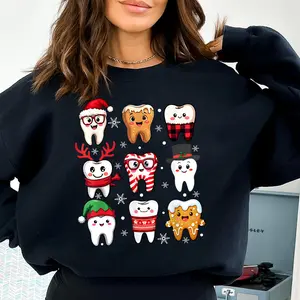 Funny Dental Christmas Cute Teeth Costume Dentist Santa Hat Sweatshirt, Dental Christmas Crewneck, Funny The Boys at a Dental Shirt
