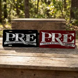 PRE Paper Route Empire Vanity License Plate, Young Dolph Music Label Front Tag, Hip Hop Car Accessory, Gift for Rap Fans, Made in USA, 12x6 Metal Plate, Memphis Rap Decor, Custom Novelty Plate