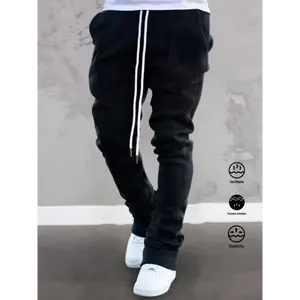 The Hottest Anti-Wrinkle Micro-Elastic Comfortable And Breathable Men'S Casual Trousers Front Mid-Flare Men'S Trousers Jogging Sports Trousers Trendy Trousers Rock Hip-Hop Trousers