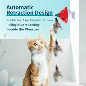 3-Pack 3-in-1 Automatic Retraction Pet Cat Toy with Suction Cup Hook for Self-Entertainment ABS Material