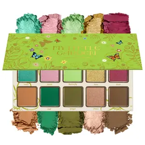 Green Eyeshadow Palette 10 Color Bright Emerald Olive Green Eye Shadow Shimmer Matte High Pigmented Long Lasting Glitter Eyes Makeup