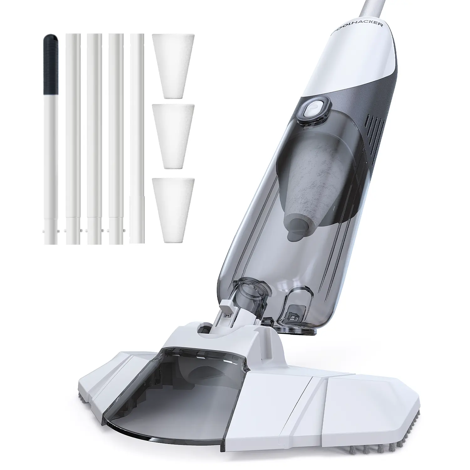 POOLHACKER Cordless Handheld Pool Vacuum for Above Ground Pool & Inground Pools,Pool Vacuum Cleaner Flexible Head for Curved, 18.5 GPM Strong Suction, 1-Click Debris Emptying, Rechargeable