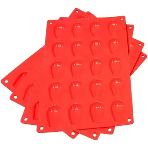 4 Pcs Set of 20 Cavity Mini Madeleine Silicone Pan Brownies Cake Cookie Red Mad