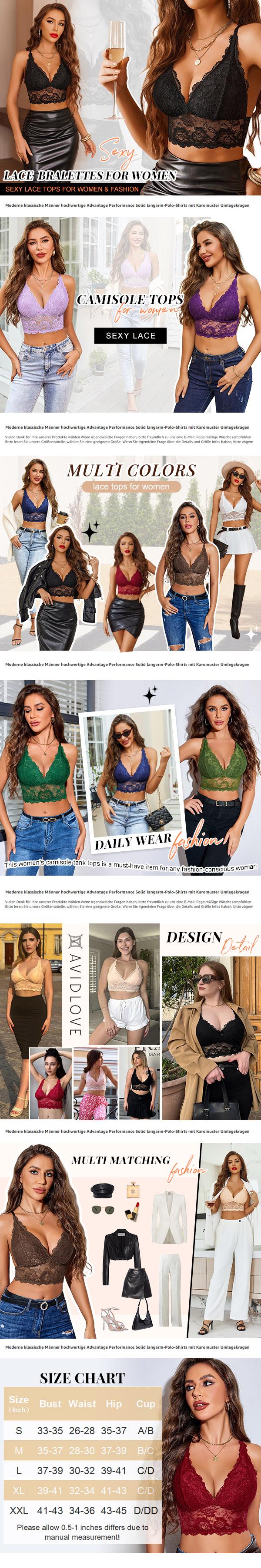 Avidlove Women's Lace Bralettes V Neck Racerback Crop Top Adjustable Lingerie Soft Floral Bustier Cami Everyday Wear SpringStatements