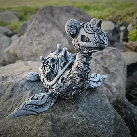 Lapras-inspired 3d Printed Statue with ornamental design