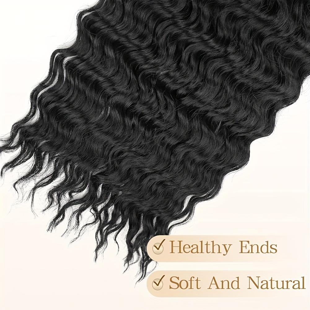 Ocean Wave Deep Wave Braiding Hair 24 Inch 2 Packs, 1B# Natural Black Synthetic Curly Crochet Hair, Tangle-Free for Black Women, Protective Hairstyles Deep Wave Wig hair Extension