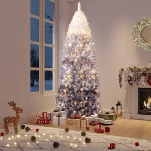GARVEE 4.5Ft Pencil Christmas Tree Artificial Slim Xmas Tree with Pink Gradient Flocked Branches, Skinny Design for Elegant Holiday Decorations