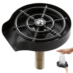 VEVOR Glass Rinser, 10 Powerful Spraying Jets 360 Rotating Cup Rinser for Sink, 304 Stainless Steel Faucet Cup Washer with ABS Cup Holder for Baby Bottle, Glass Cup, Wine Glass (Matte Black Base)