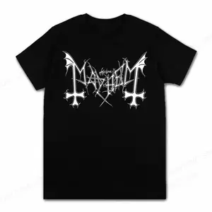 Mayhem T Shirt Men Cotton Tees Hip Hop Graphic Tops Women Casual Streetwear Anime Rock Tees Boy Cool Tshirt Oversize Shirt