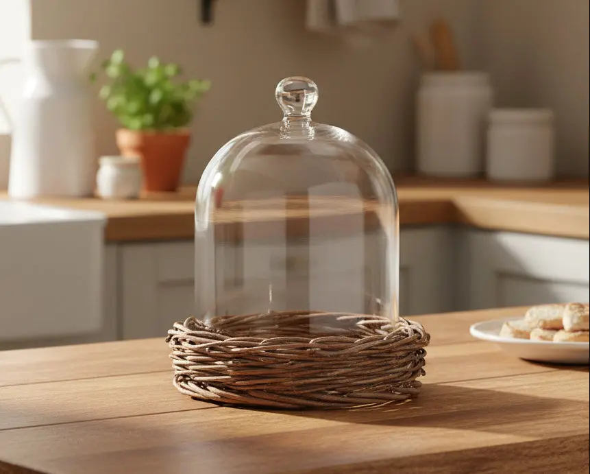 Decorative Glass Cloche w/ Willow Base