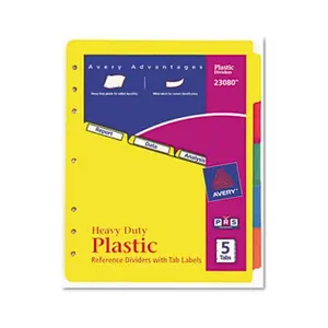 Avery Plastic Index Dividers- White Self-Stick Labels- 5-Tab- Letter- 1 Set