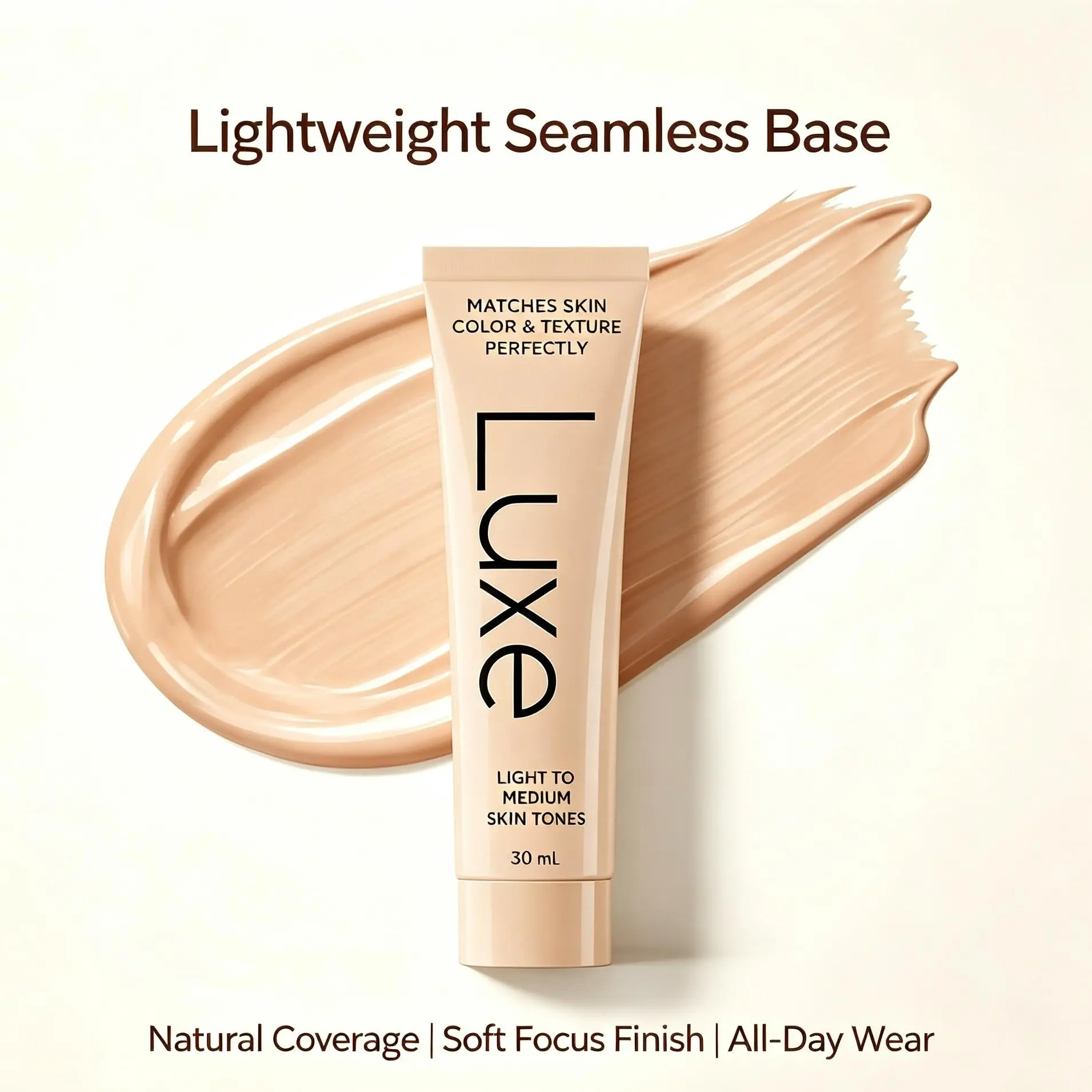 Luxe Color Changing Foundation for Women – Instantly Adapts to Your Skin Tone – Buildable Light-to-Medium, Medium Dark-to-Dark, Coverage – 12-Hour Wear – Natural Dewy Finish
