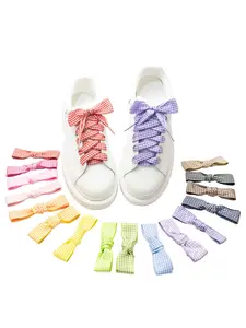 Colorful Plaid Shoe Laces Set, 2.5cm Wide Casual Style, Versatile College Wind Design, All Seasons Wear, No Ca Prop 65