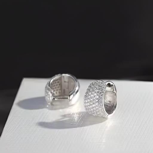 A&M Classic Moissanite Huggies Earrings in 925 Sterling Silver
