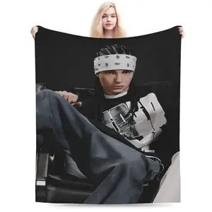 Tom Kaulitz themed print super soft flannel blanket - versatile, all-season lightweight comfort for the sofa, bed, office - ideal gift