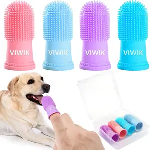 VIWIK 4Pack Dog Toothbrush Dog Tooth Brushing Kit, Cat Finger Toothbrush for Dogs Small Breed, Medium Large Dogs, Puppy Toothbrush for Dog Teeth Cleaning & Dental Care, Pet Finger Toothbrush Kit VIWIK