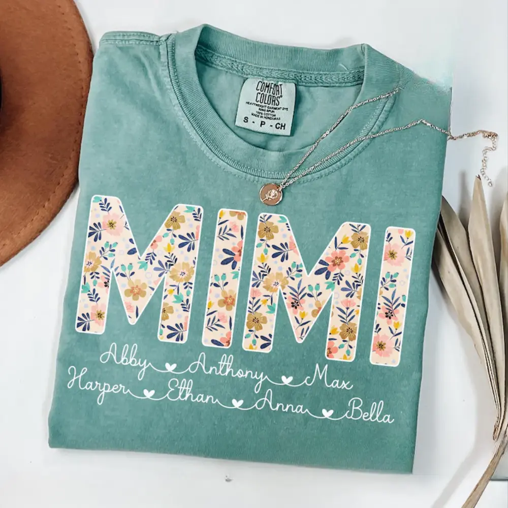 Personalized Mimi Shirt with Grandkids Names, Floral Mimi T-Shirt, Mimi Gifts, Mother's Day Shirt, Custom Kids Names Grandma Shirt, Mimi Tee