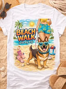 **Beach Walk (with my dog) t-shirt – German Shephard Edition **