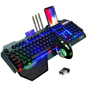MAMBASNAKE K680 Wireless 2.4G Membrane Gaming Keyboard and Mouse Combo RGB USB-C Rechargeable Removable Wrist Rest for PC Gamers/Mac Users 120  percent  keyboard