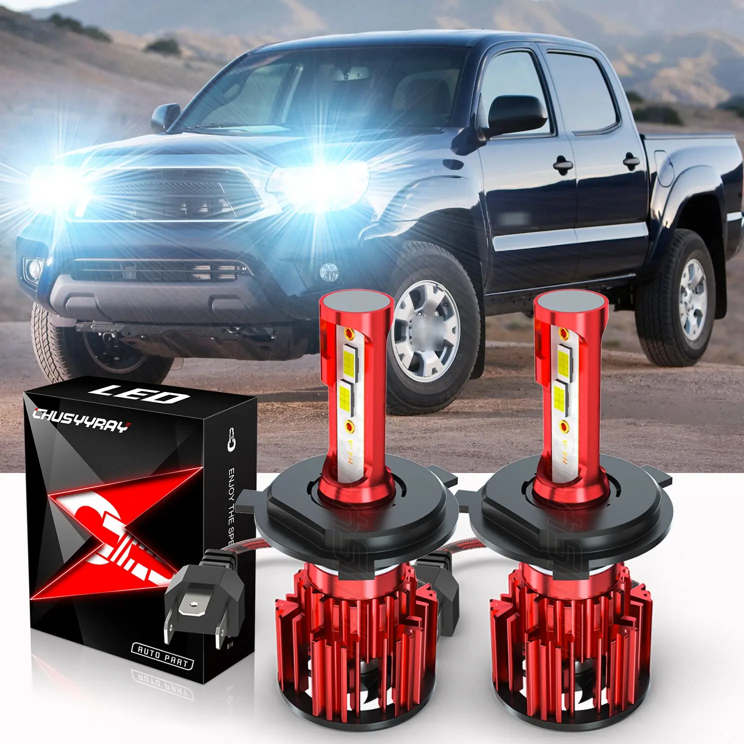 LED Headlights Bulbs For Toyota Tacoma 1997 1998 1999 2000 2001 2002 2003 2004 2005 2006 2007 2008 2009 2010 2011 2012 2013 2014 Base Standard Cab Pickup 2-Door Super Bright Led Led Headlamps