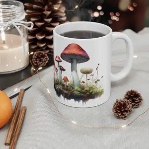 Classic Ceramic Mug 11oz Mushrooms 2 : Durable, Lead & BPA-Free | Perfect for Coffee, Tea, and Hot Chocolate | High-Quality Sublimation Printing
