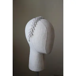 HOLLY Simulated Diamond Bridal and Pearl Headpiece Tiara