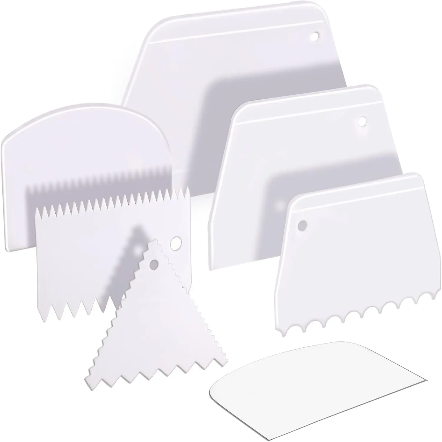 Cake Scraper Cake Smoother, 7 count Dough Scraper Bowl Scraper Cake  Cake Spatula Bench Scraper Kitchen Plastic Scraper Tool Cake Decorating Kit