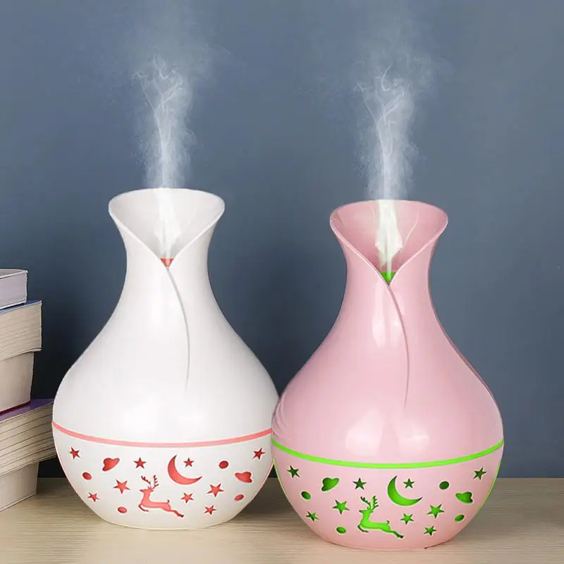 Vase Design Essential Oil Diffuser, USB Powered Humidifier with 7 Color LED Light, Mini Cold Mist Humidifier for Office Home Bedroom
