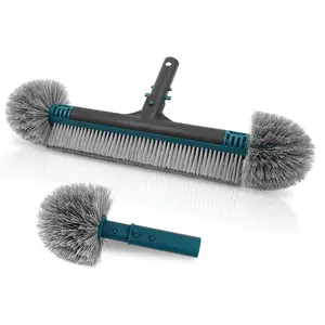 20'' Detachable Pool Cleaning Brush Head with Durable Nylon Bristles, EZ Clip Aluminum Handle - Fast Cleaning for Swimming Pool Walls Steps & Corners
