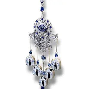 Hand of Fatima with Bells Keychain for Protection Home - Includes Keyring and Decorative Elements