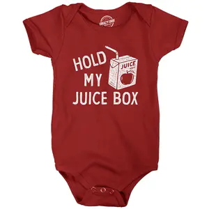 Hold My Juice Box Baby Bodysuit Funny Cute Apple Juicebox Graphic Novelty Jumper for Infants Funny Baby Onesies Funny Sarcastic Onesie Novelty Onesie Red -