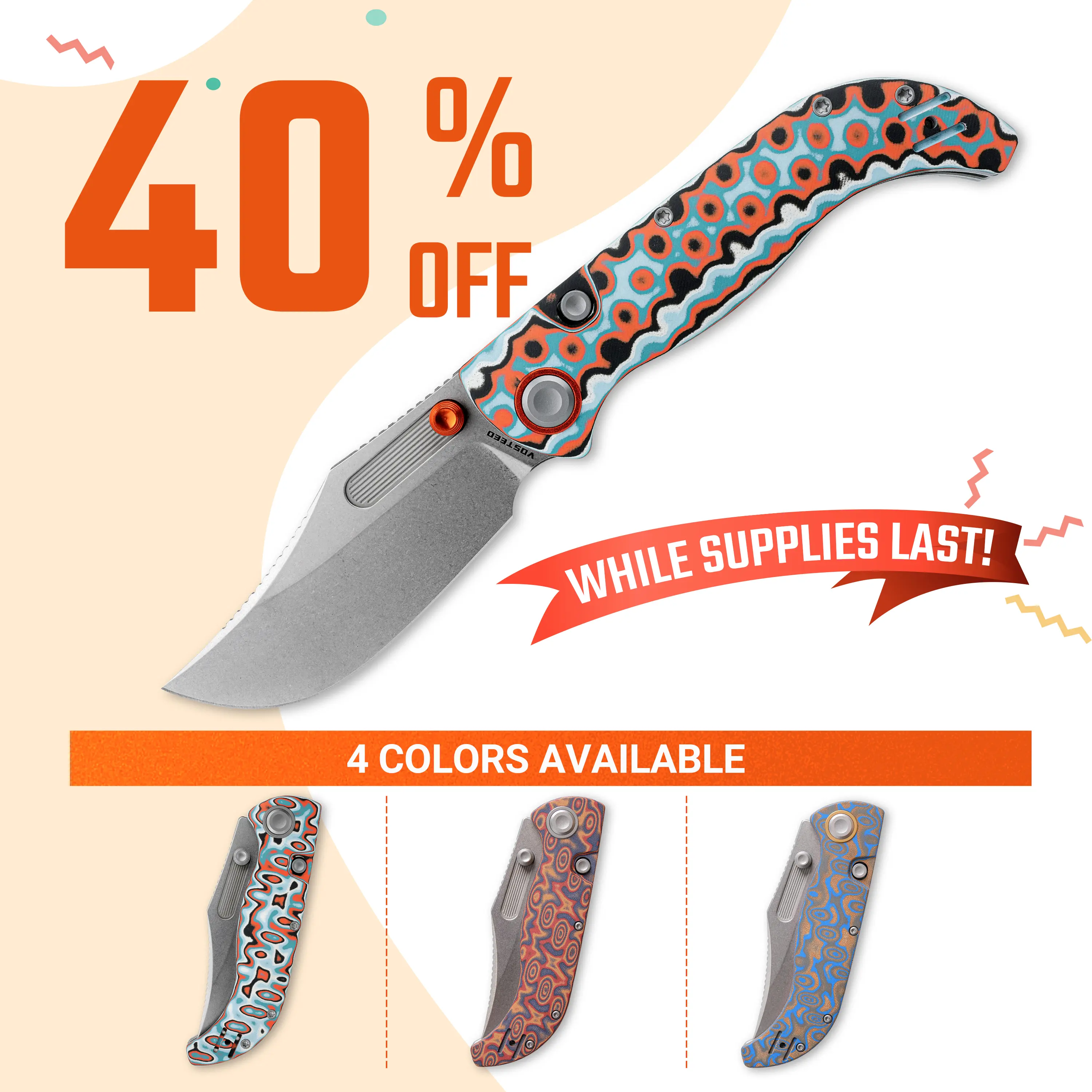 While Supplies Last | Vosteed Naga EDC Folding Pocket Knife - 3.47" S35VN Stonewash Blade - Top Liner Lock, Bamboo Micarta/Micarta Handle - Camping, Hiking, Outdoor, Utility Knife - Everyday Carry Gift for Men & Dad