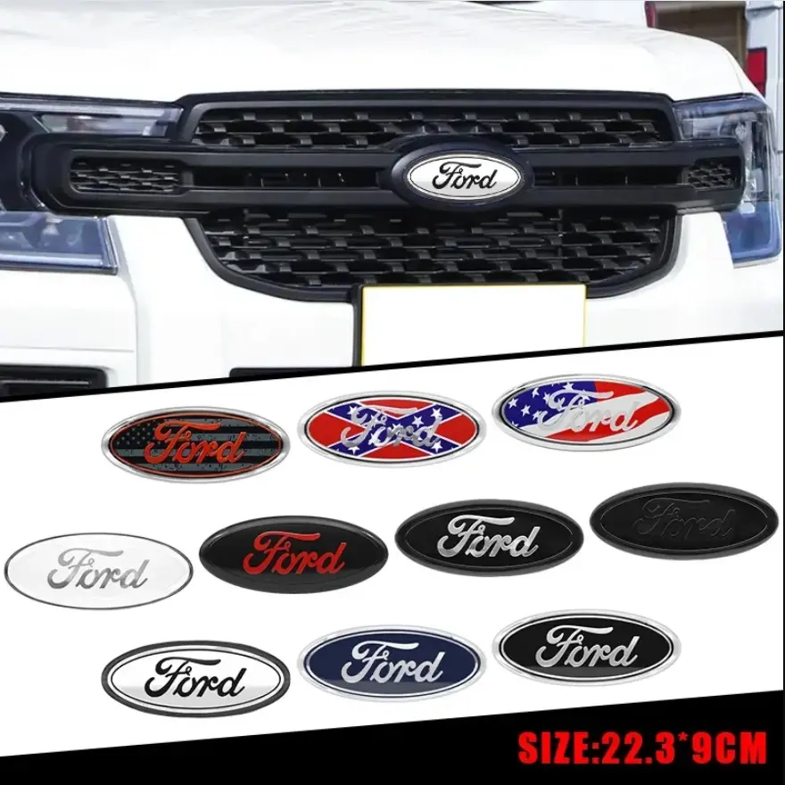 For Ford 9“ inch Front Grill Emblem & Tailgate LGOG For F150 F250 F350 Oval 3M Adhesive Badge Nameplate 2005-2014 car logo