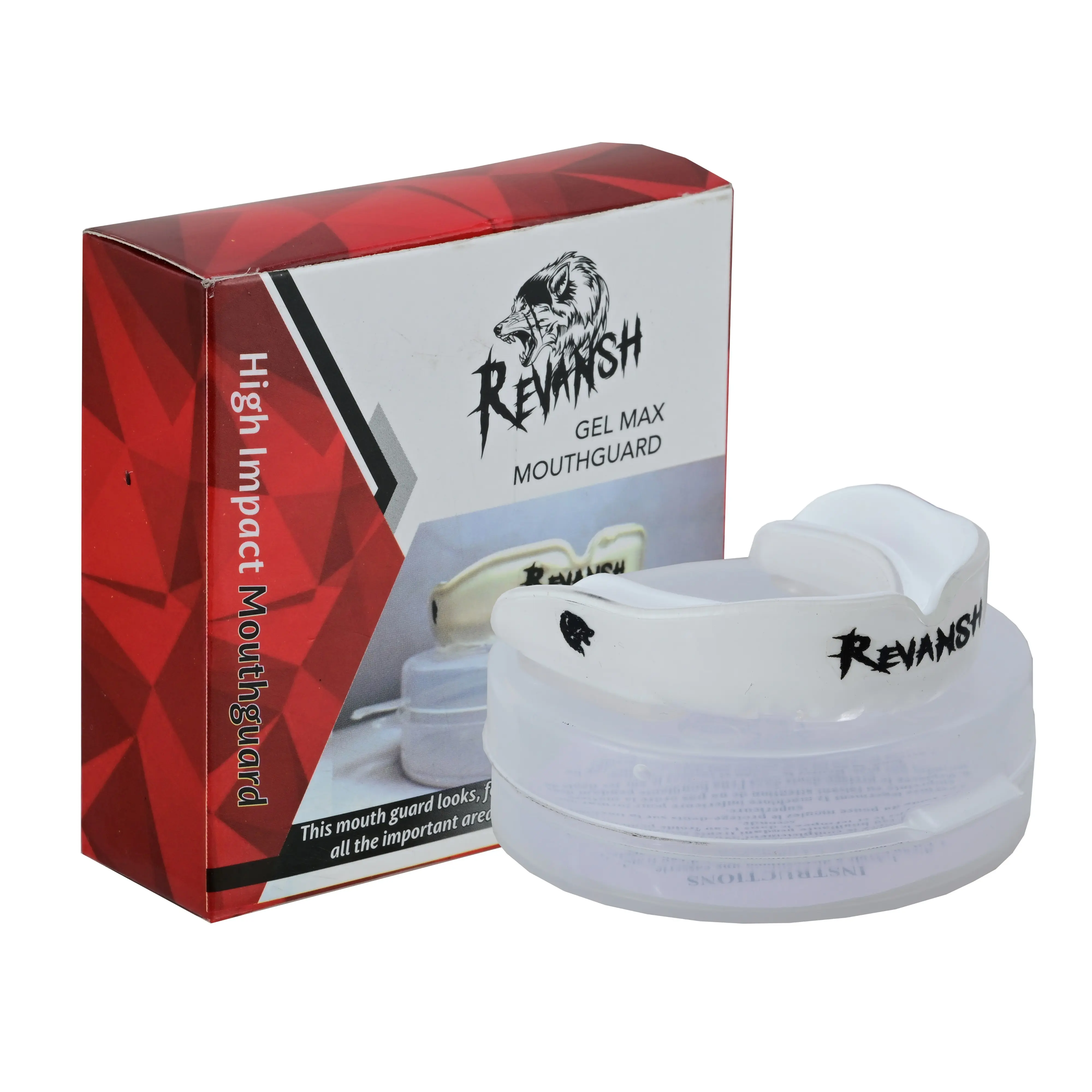 Revansh Sports High Impact Gel Max Mouthguard - Durable Soft PVC Rubber - Ultimate Protection for Teeth - White Design - Supplier Warranty Included - Essential for Athletes